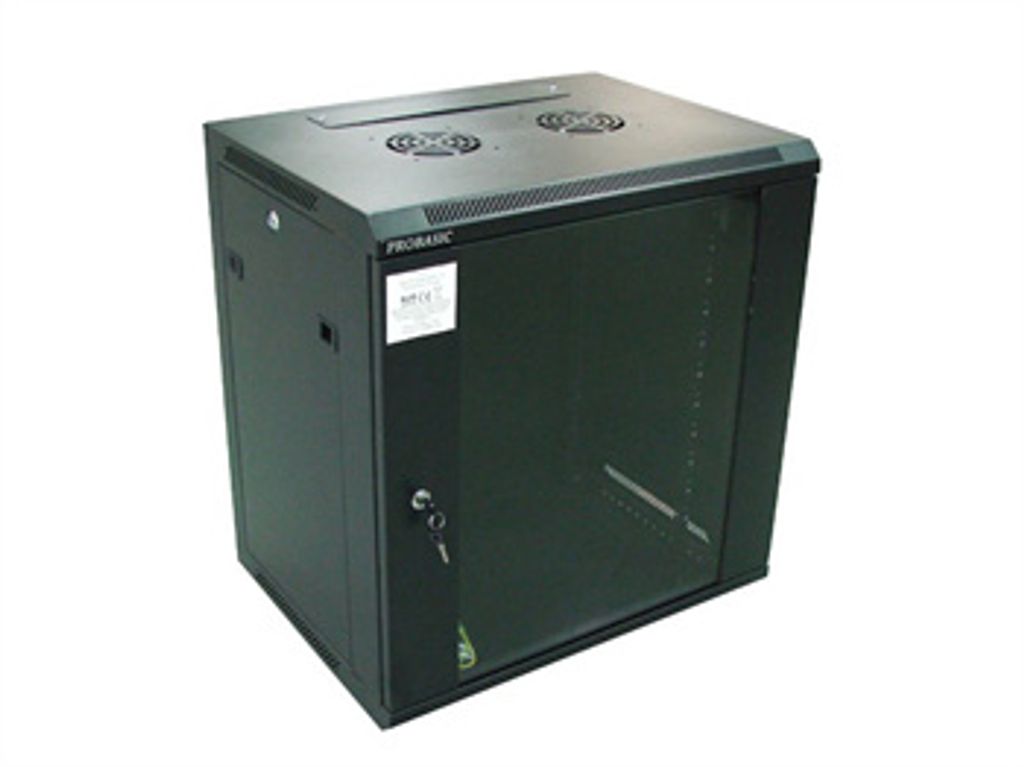 RACK 19" nástěnný ZETA 12U 600x450 RAL9004, dveře sklo k Obrázek produktu 