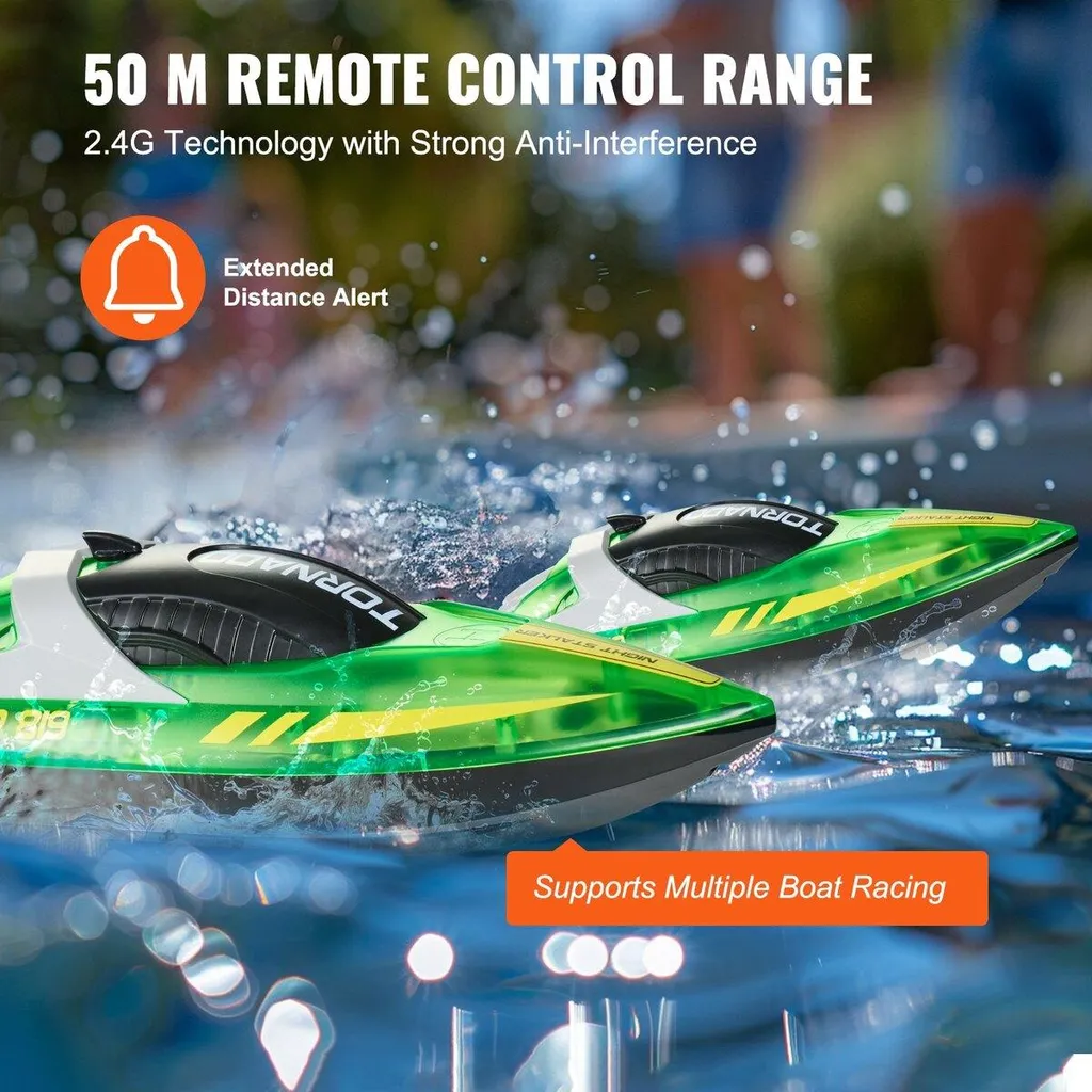 Bateau RC Anti-Interférence 2,4 GHz - Navigation Stable 12 km/h Vert