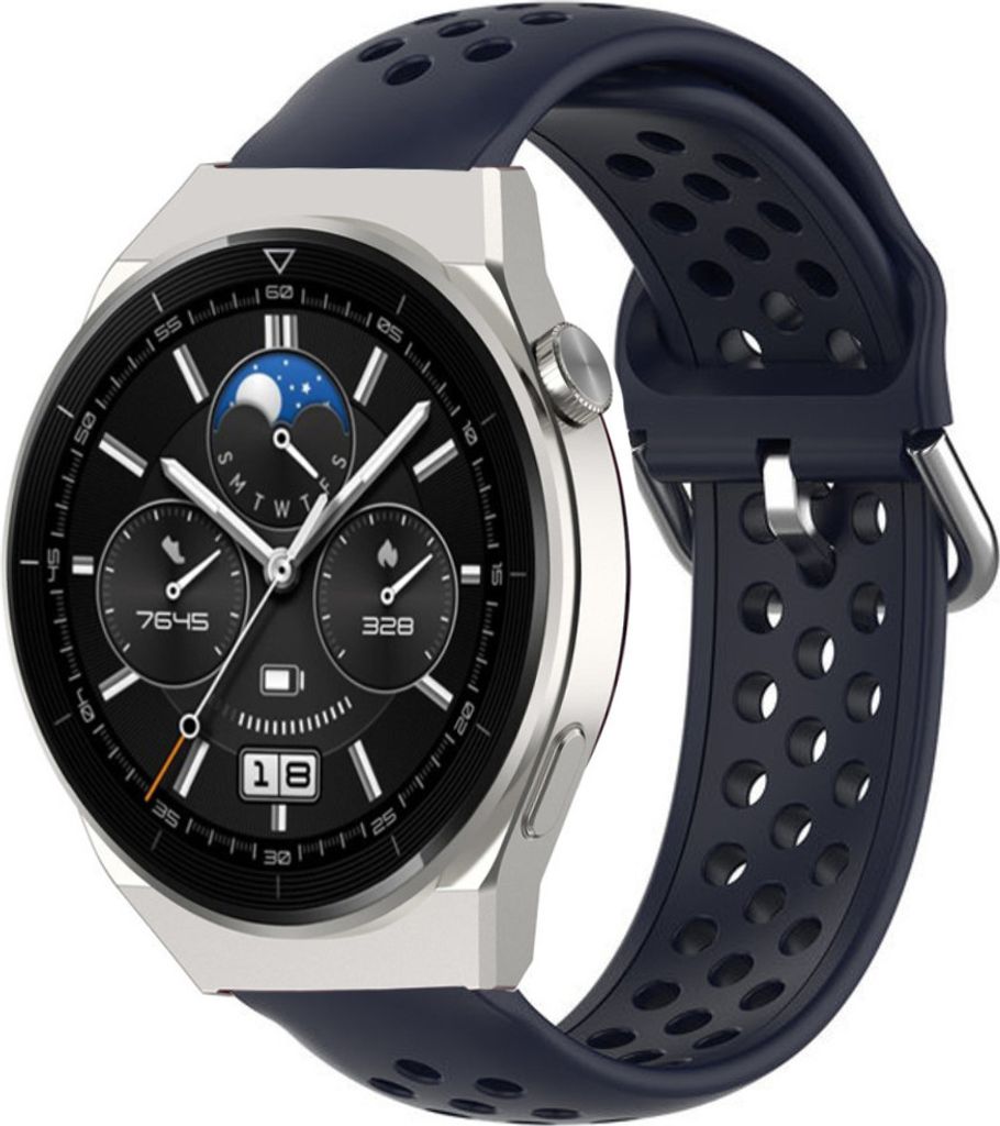Strap-it Huawei Watch GT 3 Pro 46mm Silikonarmband mit Löchern (Dunkelblau)