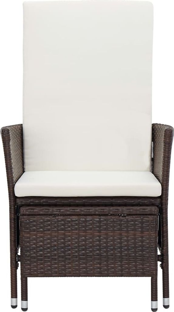 Möbel Outdoor-Stuhl/Picknickstuhl - Garten-Liegestuhl mit Auflagen Poly Rattan Braun - 62x131x106 cm Top4506863