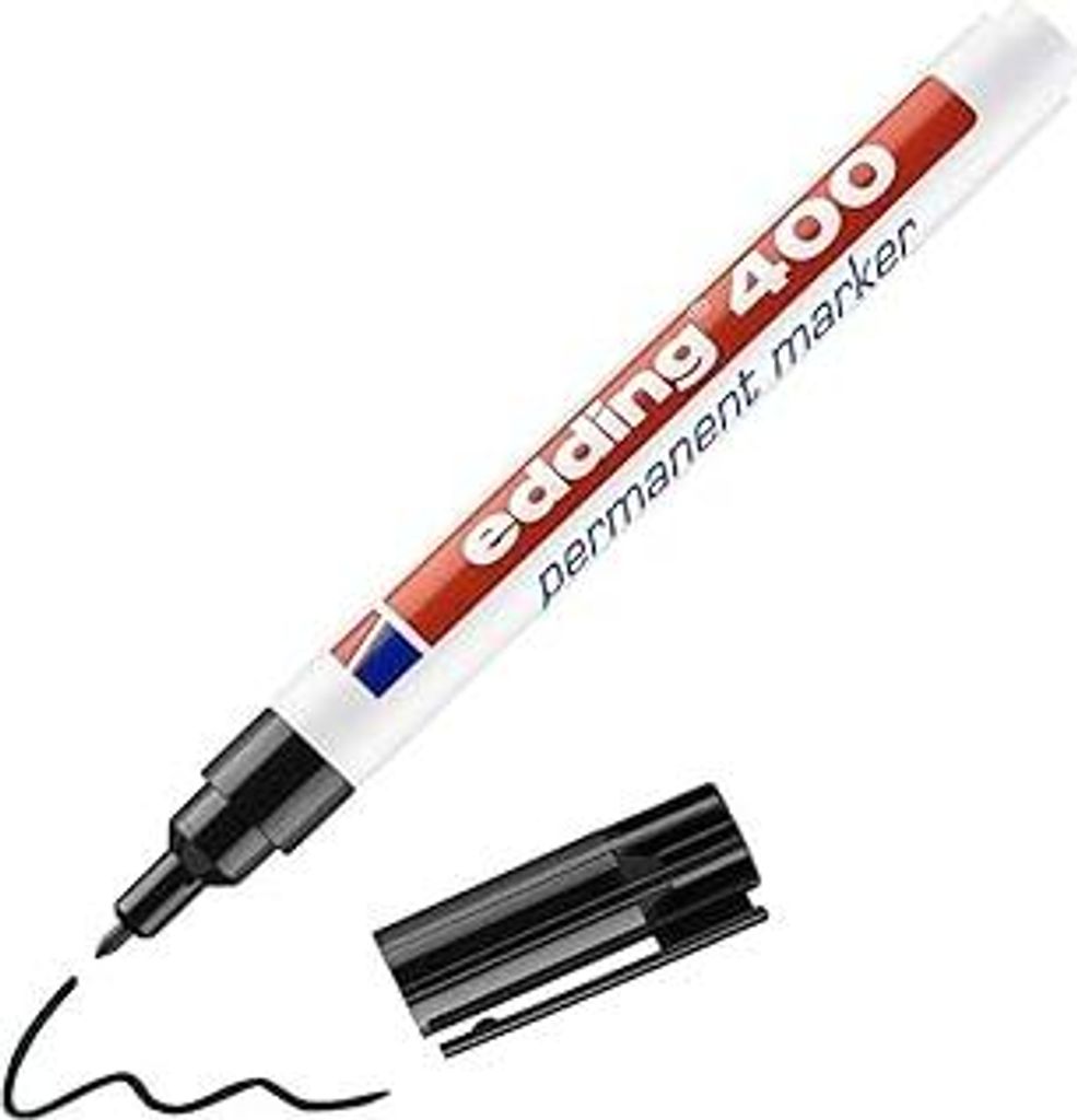 edding 400 Permanentmarker - feine Rundspitze 1 mm - wasserfest, schnell-trocknend - wischfest - für Karton, Kunststoff, Holz, Metall, Glas