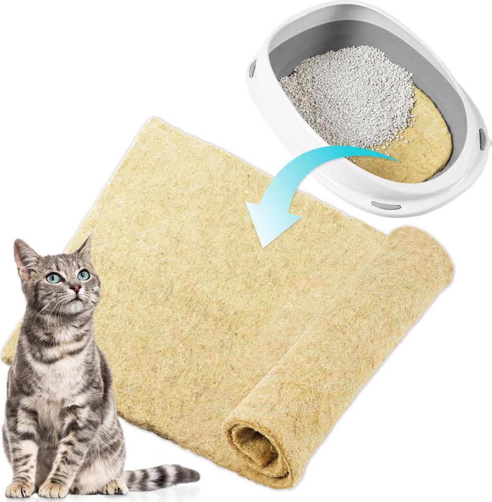 CleanCat Hanfmatte - Katzenstreu Ersatz HANF | Geruchsneutralisierend Katzenklo | Katzenmatte staubfrei für Katzentoilette | Katzenstreumatte zusc...
