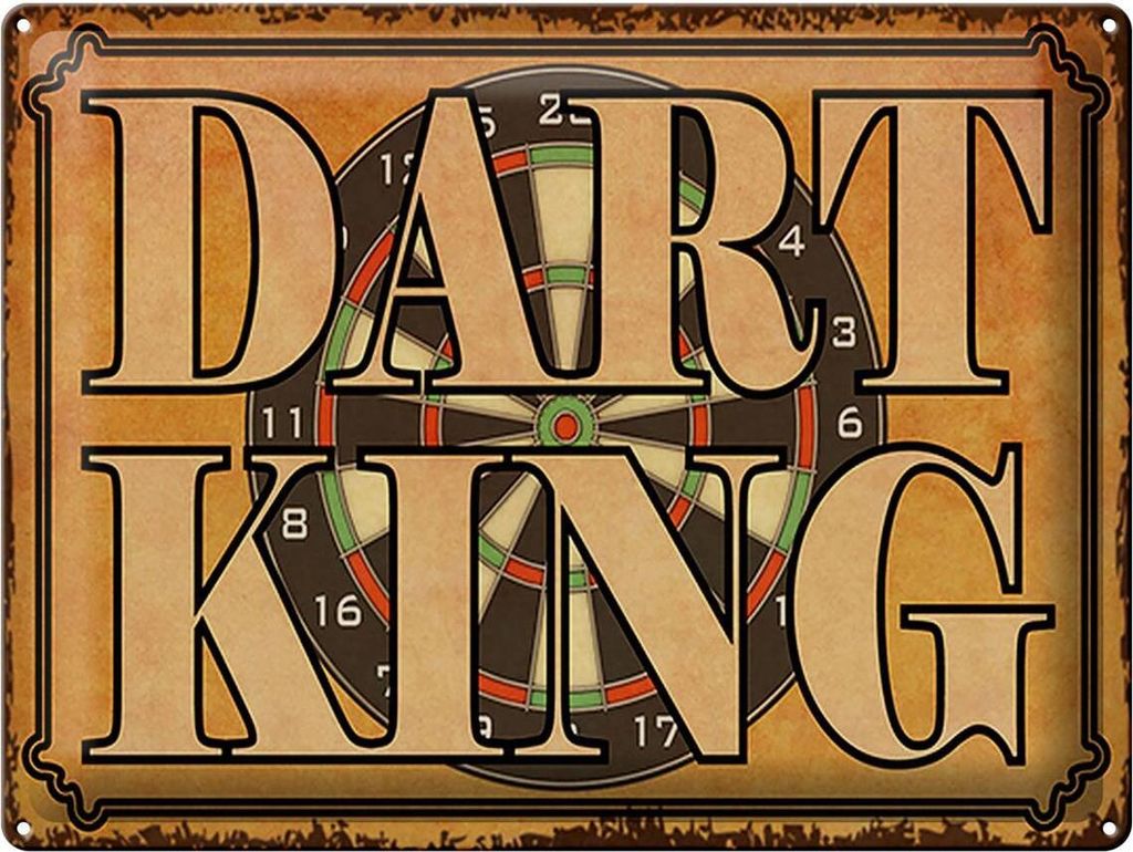 Blechschild Dart King, 40 x 30 cm, Blechschilder Spruch Sport Hobby