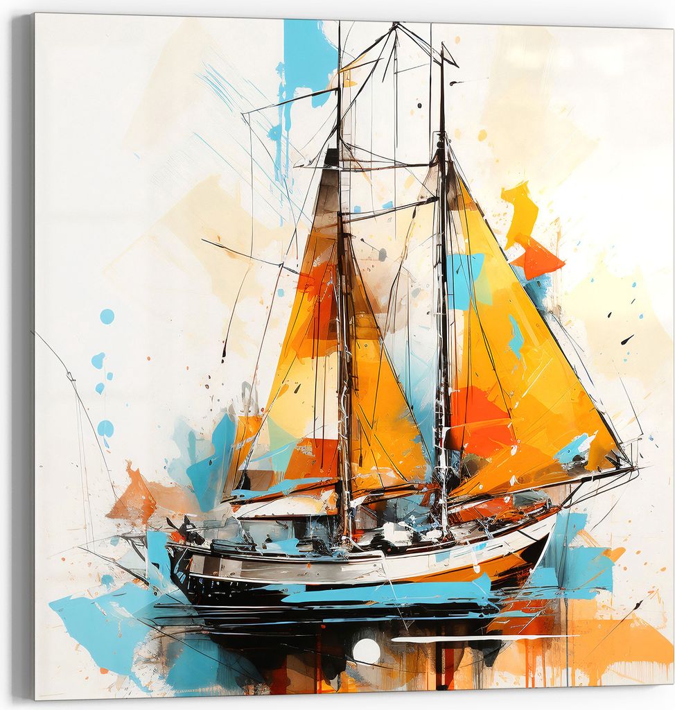 DEQORI Glasbild Echtglas 30x30 cm 'Segel der Freiheit' Wandbild Bild modern Deko