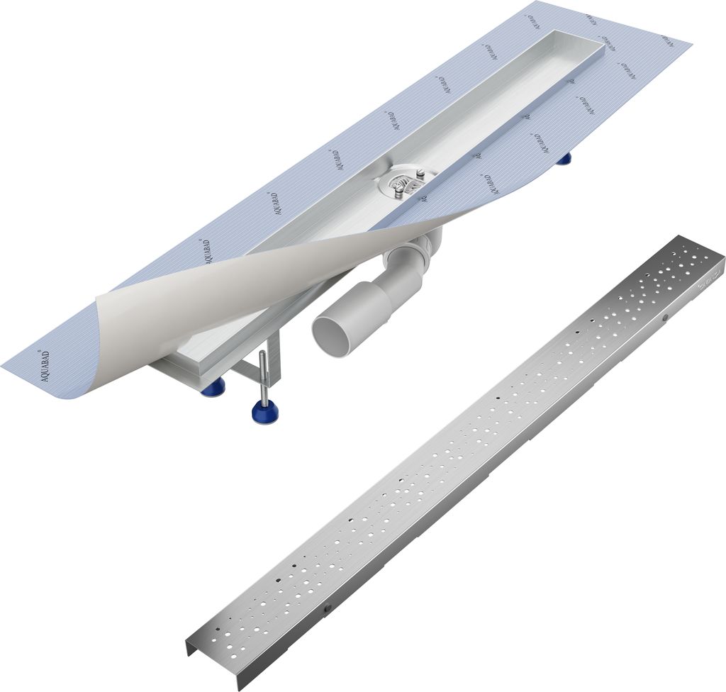 Aquabad SDS Pro Duschrinne 120cm mit Blende: Regen, Ablauf Waagerecht Mittig