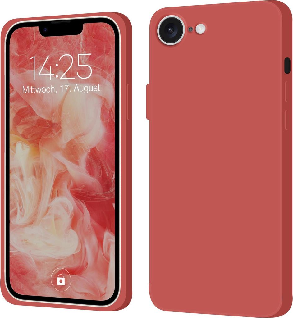 Hülle für Apple iPhone 16e Case Cover Bumper Silikon Softgrip Schutzhülle Farbe: Rot