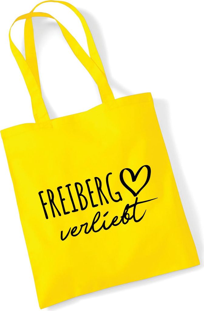 Huuraa Jutebeutel Freiberg verliebt 10 Liter Yellow Baumwolle Tasche Geschenkidee