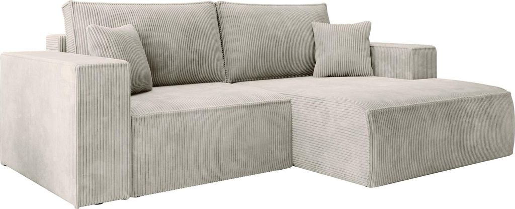 Selsey Farese Mini – Ecksofa mit Cordbezug, Schlaffunktion und Stauraum, Greige, rechts