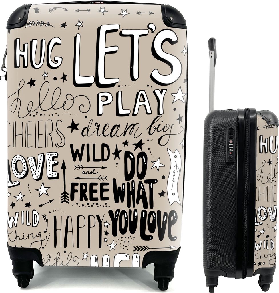 MuchoWow MuchoWow Koffer Handgepäck Trolley Rollkoffer Kleine Reisekoffer mit 4 Rollen - Sprichwörter - Zitate - Wörter - Kinder - Baby - Ca...