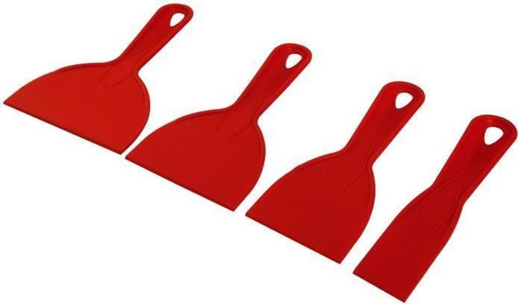 Spachtelmesserset FARTOOLS, 4-teilig, 3,5 mm, 75 mm, 100 mm, 125 mm, Metall, Rot
