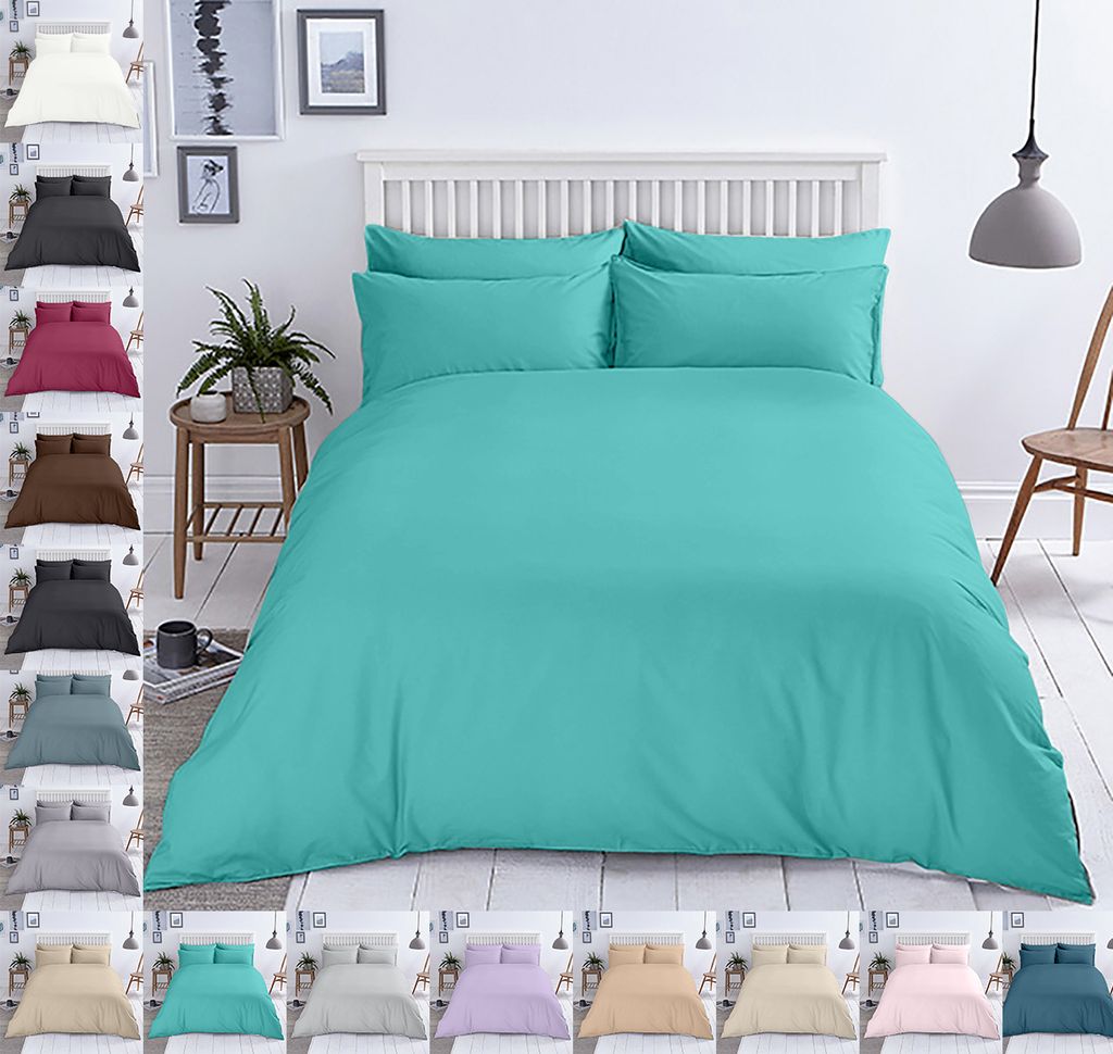 Bettwäsche Baumwolle Renforce Reißverschluss Größe Design 2 - 3 teilig Wählbar, Farbe:Türkis, Größe:155 x 220 cm
