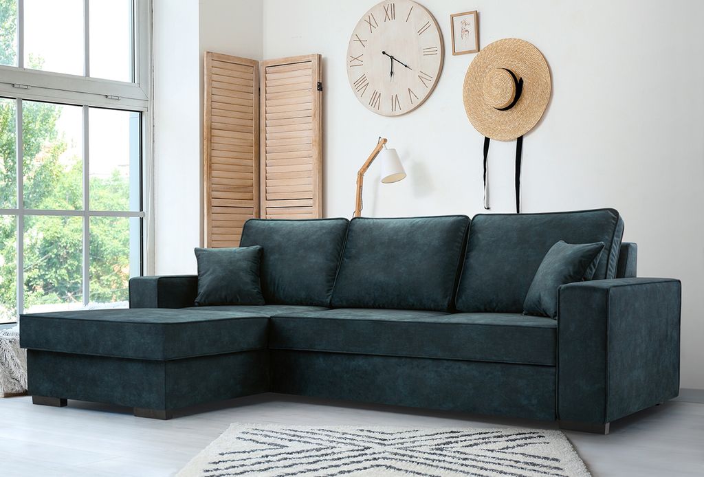 AX LIVING Eckcouch blau Luzerna Sofa L Form dunkel azurblau 265 cm L