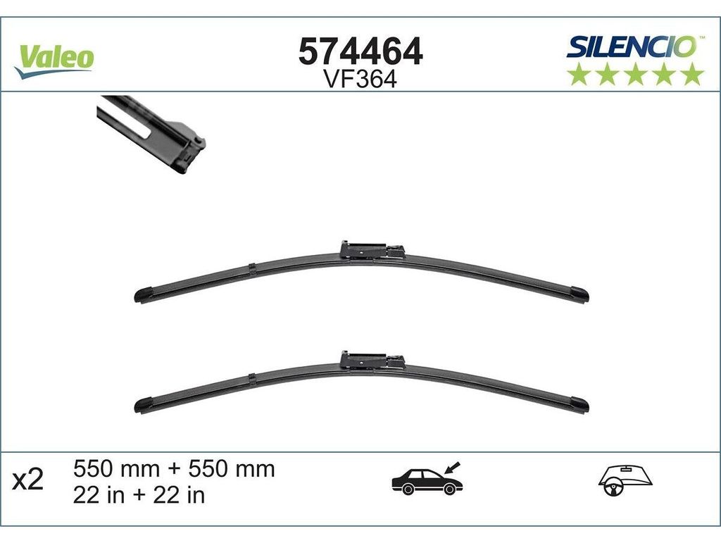VALEO SILENCIO Scheibenwischer Wischblatt Vorne für AUDI A6 Avant (4F5, C6) Rahmenlos