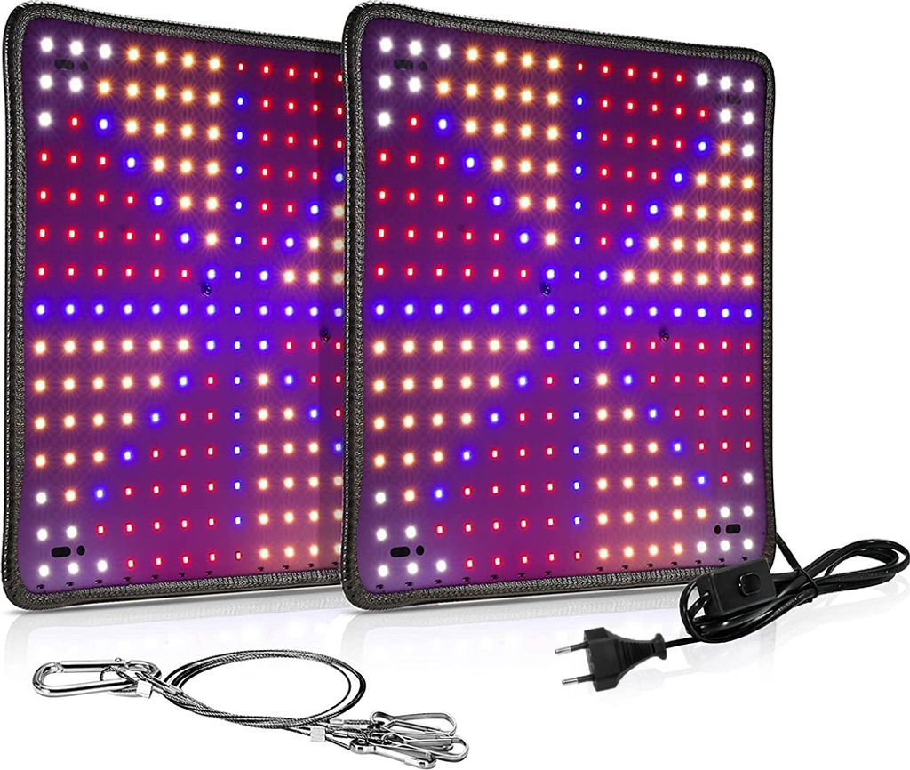 256 LEDs 2er Set Grow Light LED Pflanzenlampe 1000W Pflanzenlampe Led Vollspektrum Wachstumslampen mit Haken für Pflanzen für Zimmerpflanzen Gem...