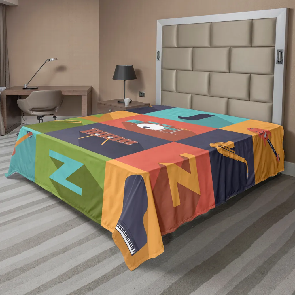 Drap de lit anti-décoloration motif jazz, confort durable 260x228 cm