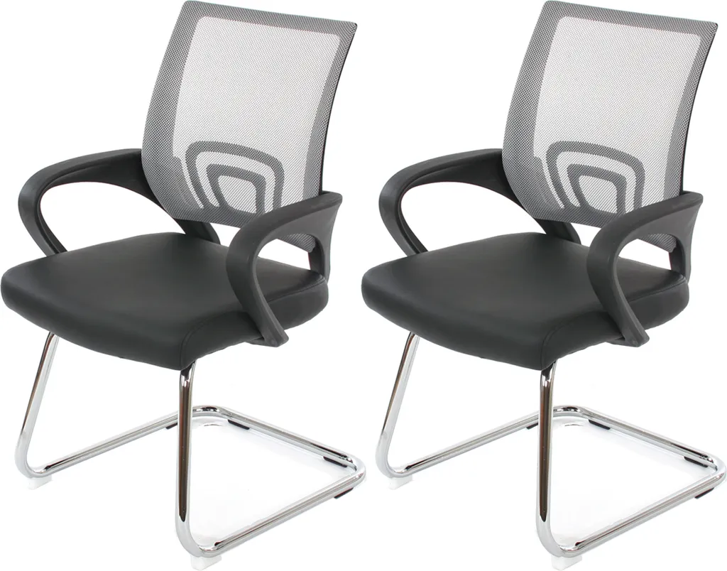 Lot de 2 chaises conférence Ancona, revêtement similicuir gris MVG
