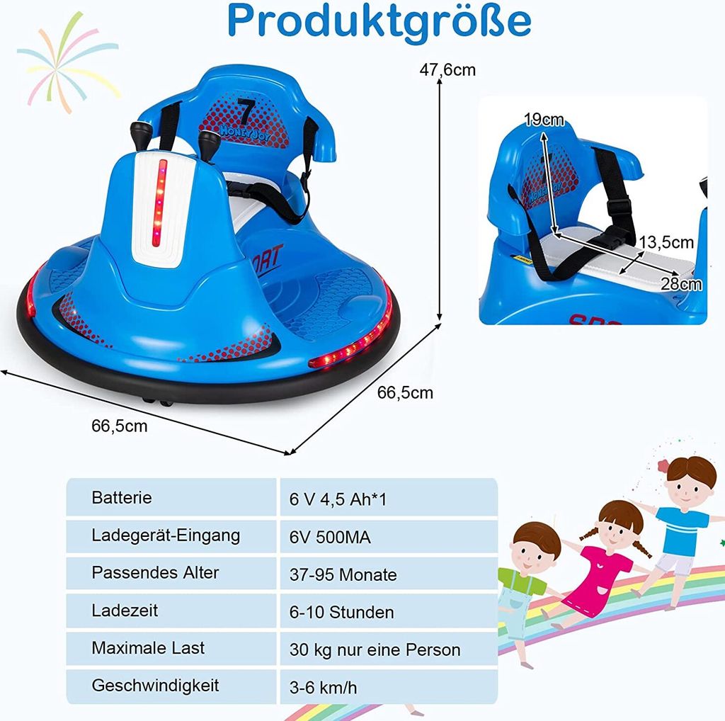 COSTWAY jeździk dla dzieci 3-6 km/h, 360 stopni i funkcja Zdjęcie produktu 5