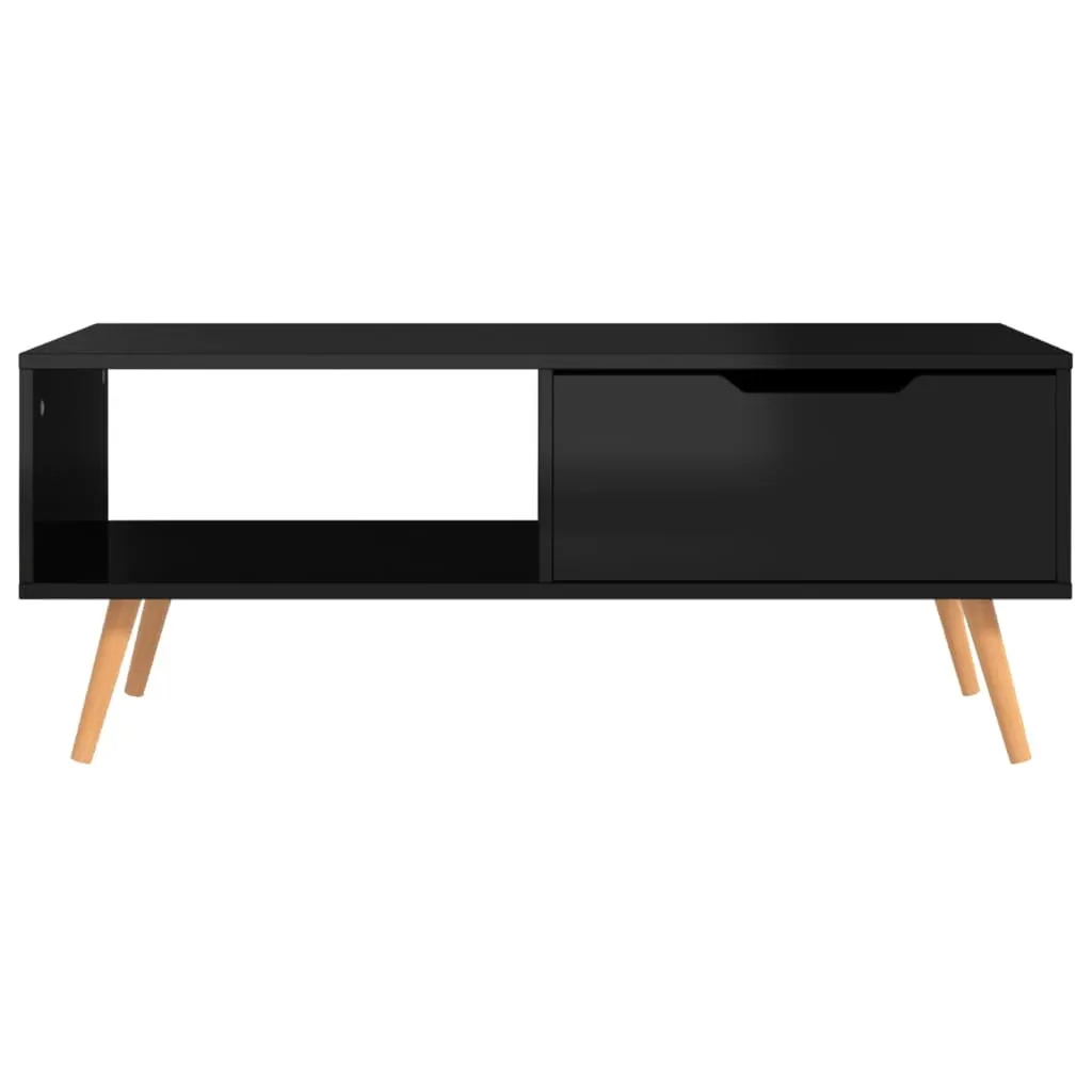 Tavolino Basso Nero Lucido 100x49,5x43 cm - Solido e Facile da Pulire - 3