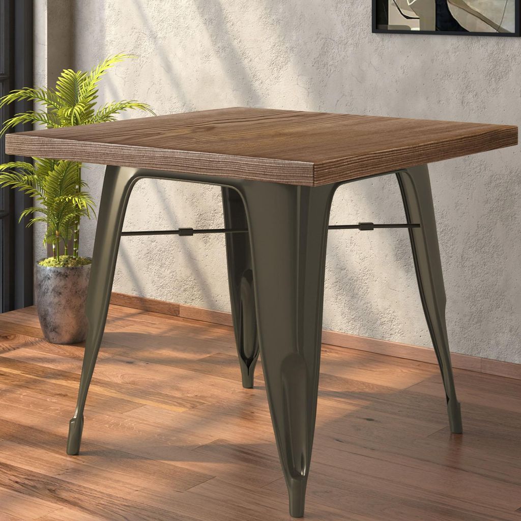 CALIFORNIA | Tolix Stil Tisch | B:T:H 60 x 60 x 78 cm | Wenge & Rost | Quadratisch | Industrie Tisch, Retrotisch, Industrial Tisch