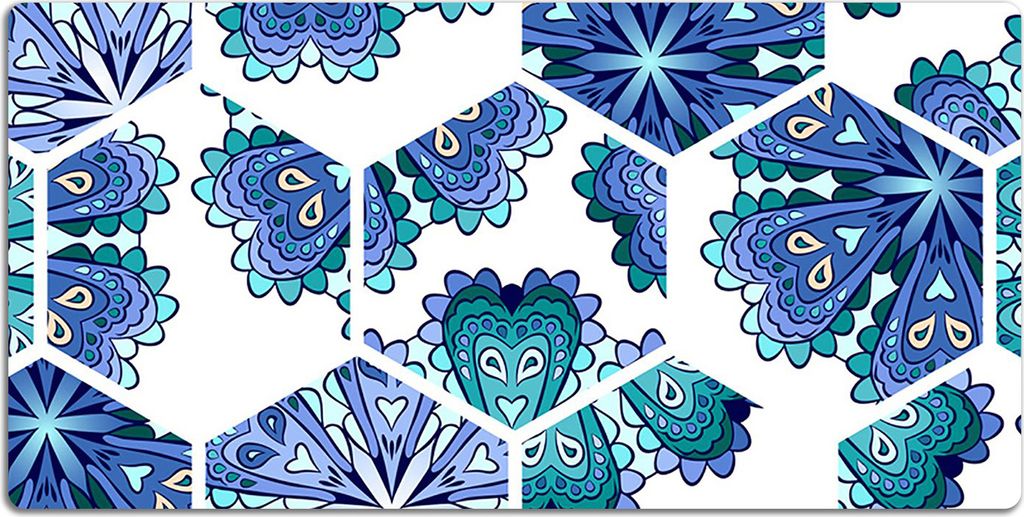 Schreibtischmatte Tischunterlage 120x60 cm Mauspad - Sechskantblumen