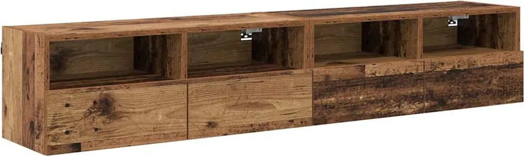 2 Mensole da Parete TV vidaXL Legno Recuperato 80x30x30 cm Rustic