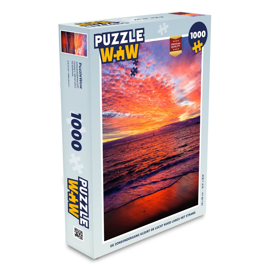 MuchoWow Puzzle 1000 Teile Sonnenuntergang - Strand - Rot - Spielzeug - Alt und Jung - Spiele - Puzzeln