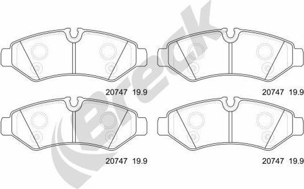BRECK Bremsbeläge Satz Hinten Bremsklötze passend für MERCEDES-BENZ Sprinter 3,5-T Kastenwagen (907, 910) 20747 00 703 00
