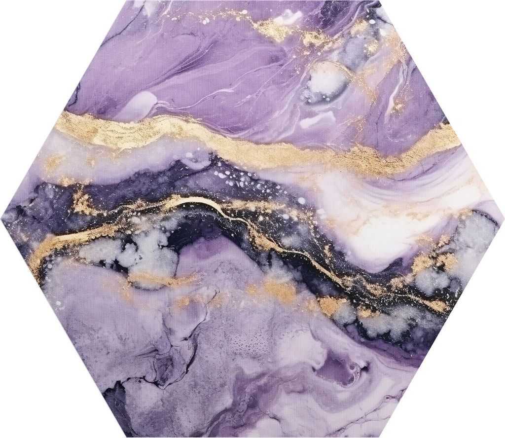DEQORI Fototapete Sechseck 90x78 cm 'Violette Gesteinsader' Wand Tapete Leinwand Sticker