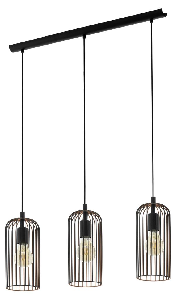 EGLO Suspension Roccamena 3 lampes noir et cuivre Image du produit 