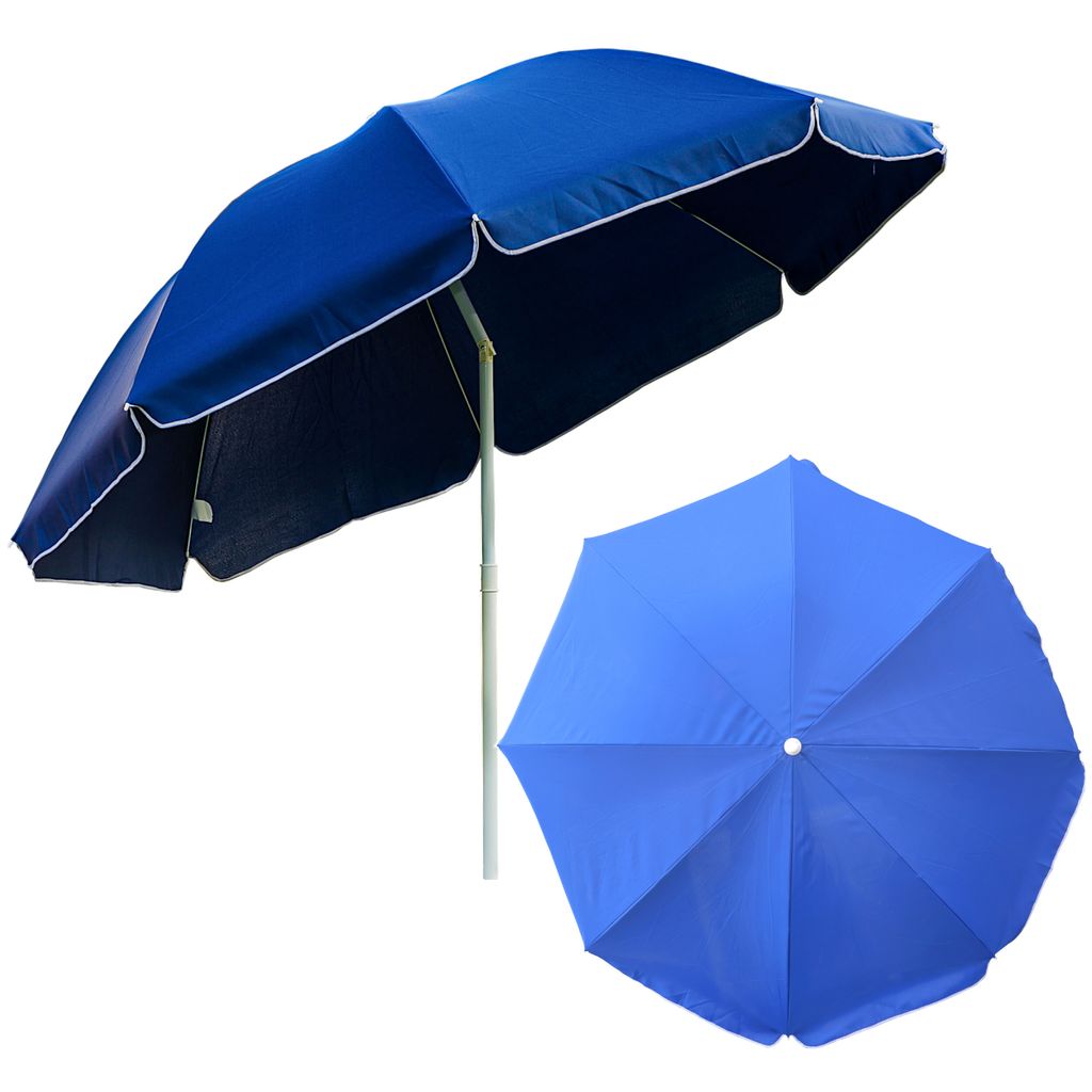 Sonnenschirm für den Garten Material Polyester / Stahl Farbe Marineblau Einheitliches Thema Groß D 240 cm H 230 cm Modern Funktionell