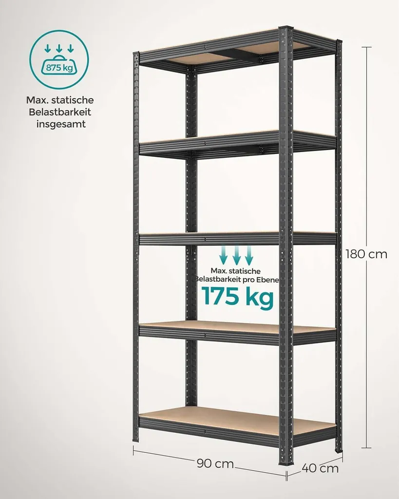 Rayonnage Métallique Industriel 180cm - Pack de 2 Étagères Robustes - 7