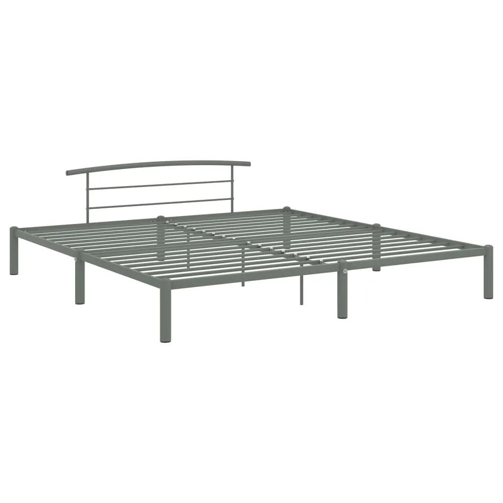 vidaXL Cadre de lit Gris Métal 200x200 cm - Structure de lit robuste