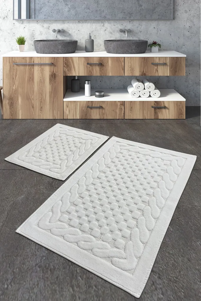 Tapis de Bain Écru en Coton Absorbant 60x100 cm Modèle Bambi Mijolnir