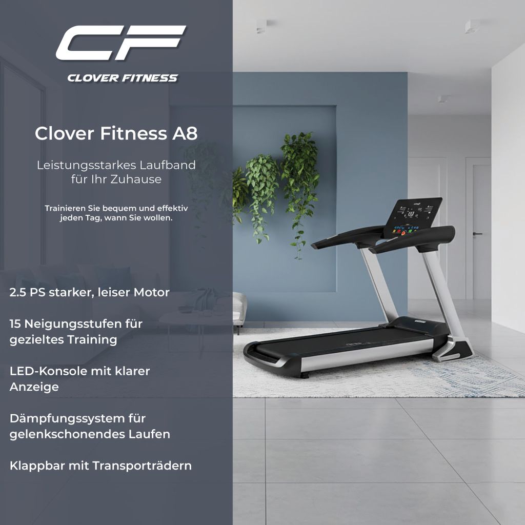 T800 Laufband klappbar – 12,8 km/h, Bluetooth, LCD-Display, 5-Zonen-Dämpfung, Fitnessgerät für Zuhause – leise & platzsparend