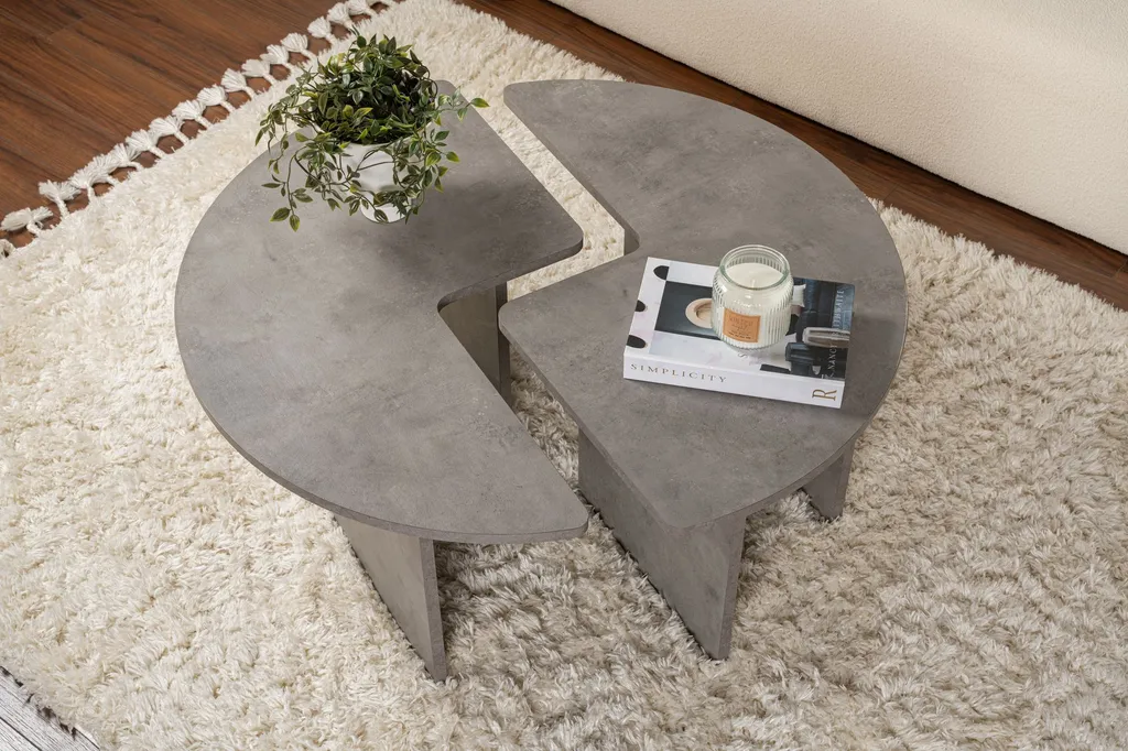 Skye Decor Moira Table Basse Carrée Gris Béton en Mélamine 90x90 cm - 3