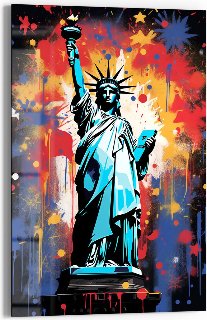 DEQOART Glasbild Echtglas 40x60 cm 'Feuerwerk der Freiheit' Wandbild Bild modern Deko