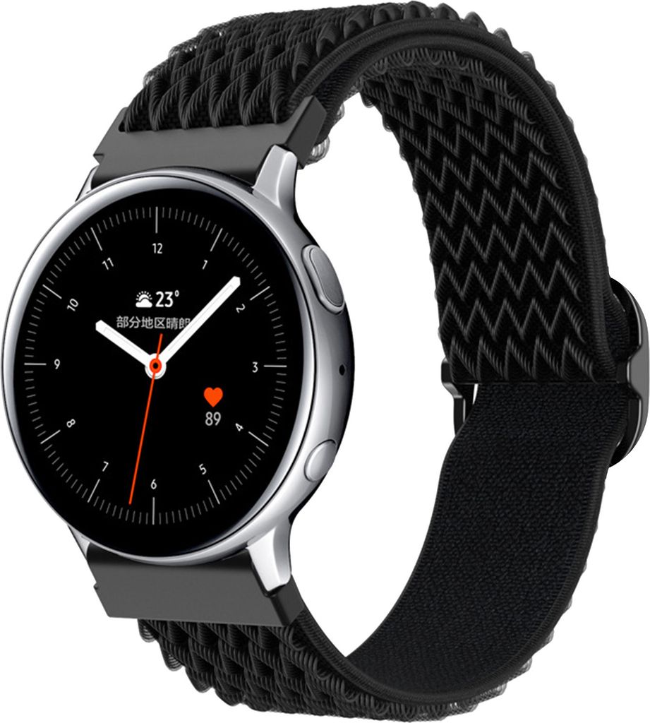 Für SAMSUNG Armband Nylon Loop Galaxy Active SmartWatch 42-46mm - 22 mm Schwarz
