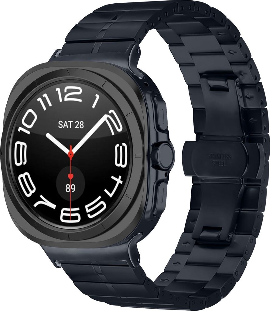 Strap-it Luxus-Metall-Smartwatchband mit Schmetterlingsverschluss - passend für die Samsung Galaxy Watch Ultra / Ultra 2025 47mm (titangrau)