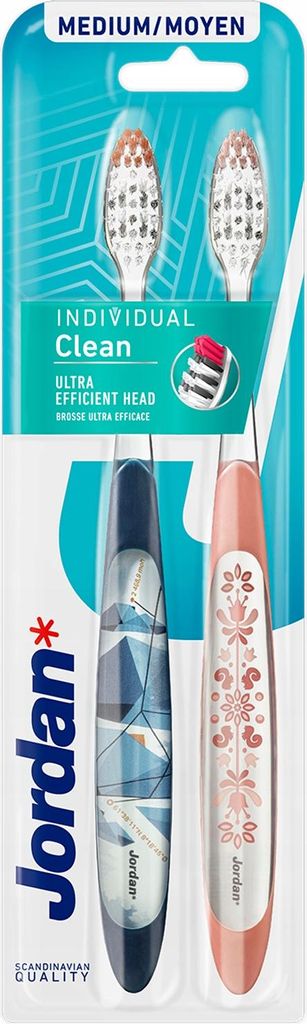 Jordan Individual Clean Toothbrush Medium, 2 pièces Image du produit 