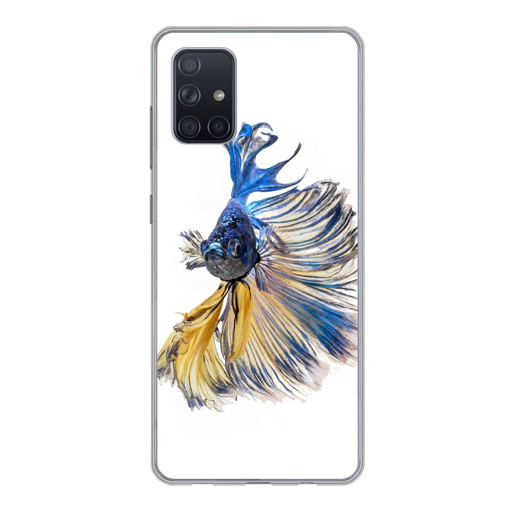MuchoWow Handyhülle Schutzhülle Hülle für Samsung Galaxy A51 5G Fisch - Schwanz - Blau Silikon Softcase Handy Hülle - Abbildung
