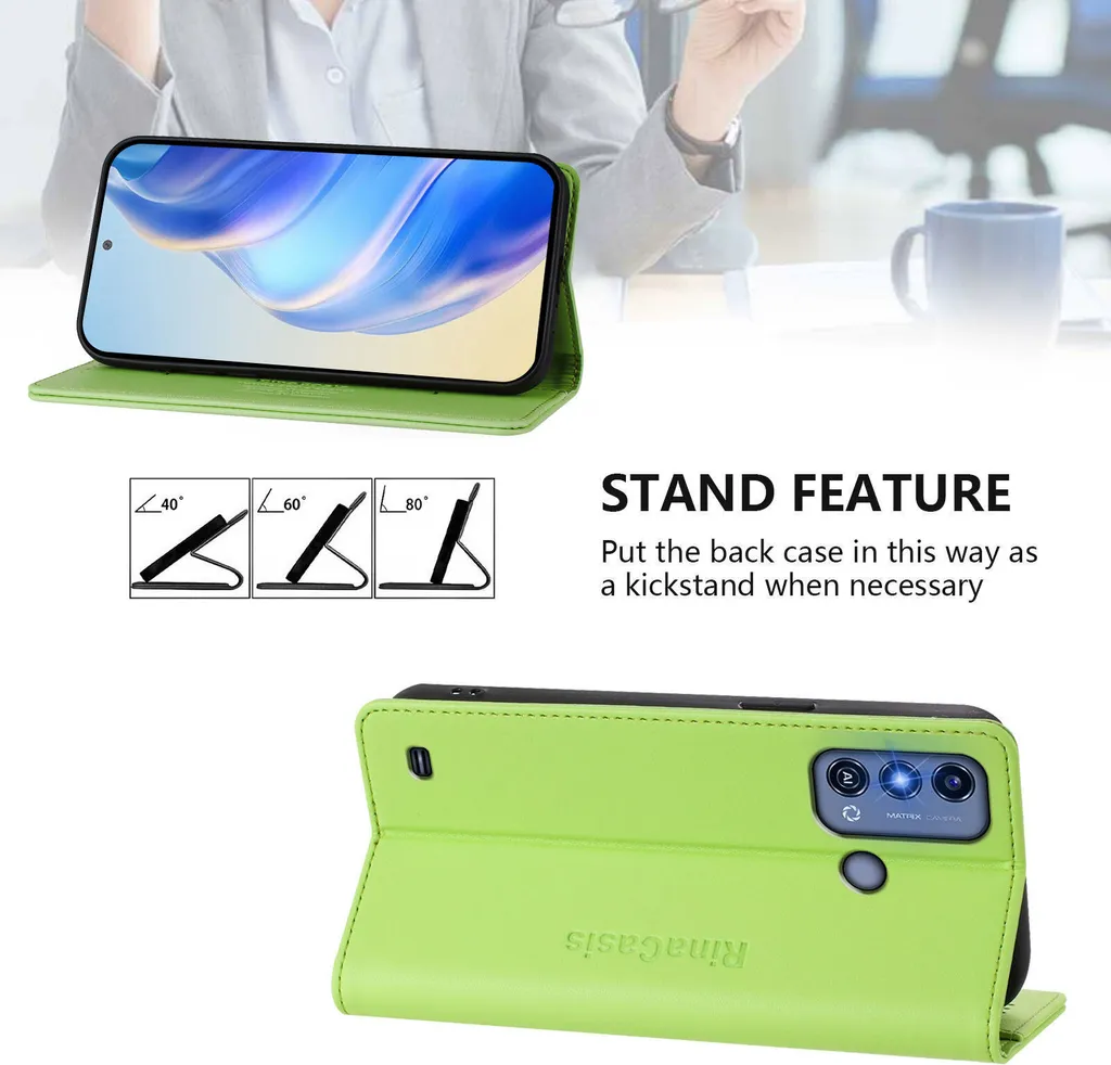 Custodia Portafoglio HualuBro Per ZTE Blade A53, Flip Cover In Pelle PU Con Slot Carte E Funzione Stand - Nero