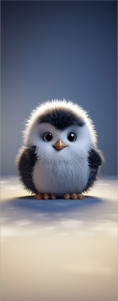 Wallario Premium Glasbild, freischwebende Optik, kräftige Farben, Größe 125 x 50 cm Motiv Flauschiger Pinguin