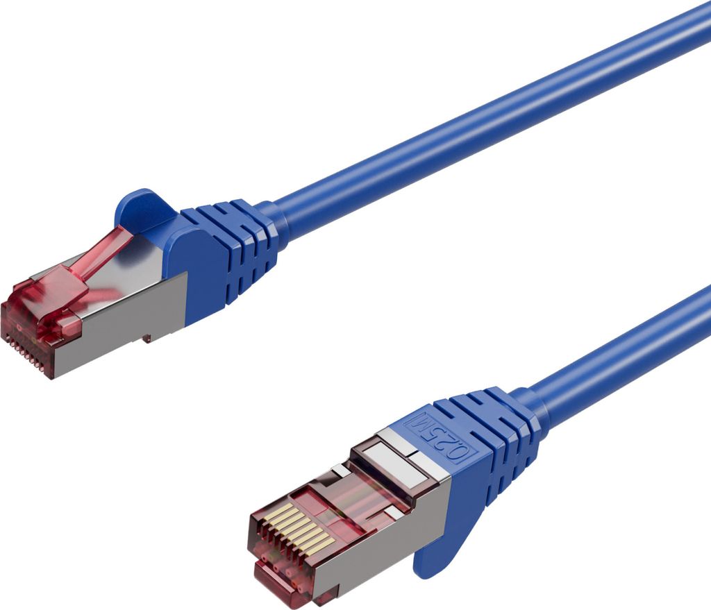 Netzwerkkabel, RJ45 LAN, Ethernet Cat 6A, S/FTP, PIMF, Halogenfrei, GHMT Blau 0,50m