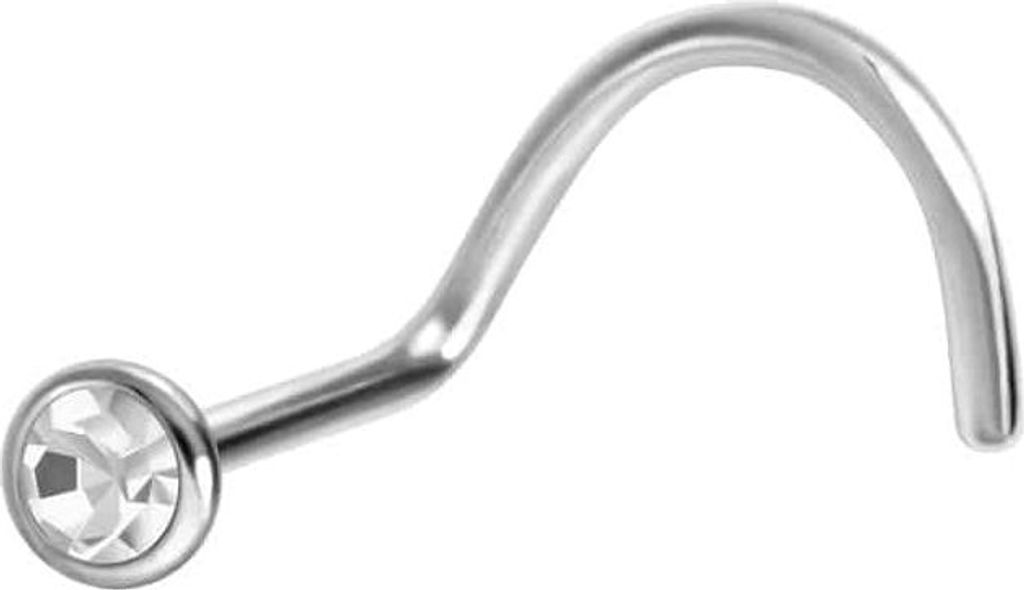 Nasenpiercing, Nasenstecker Titan Nasenstecker Spirale FLACHER KRISTALL Silber Stabstärke: 0,8mm