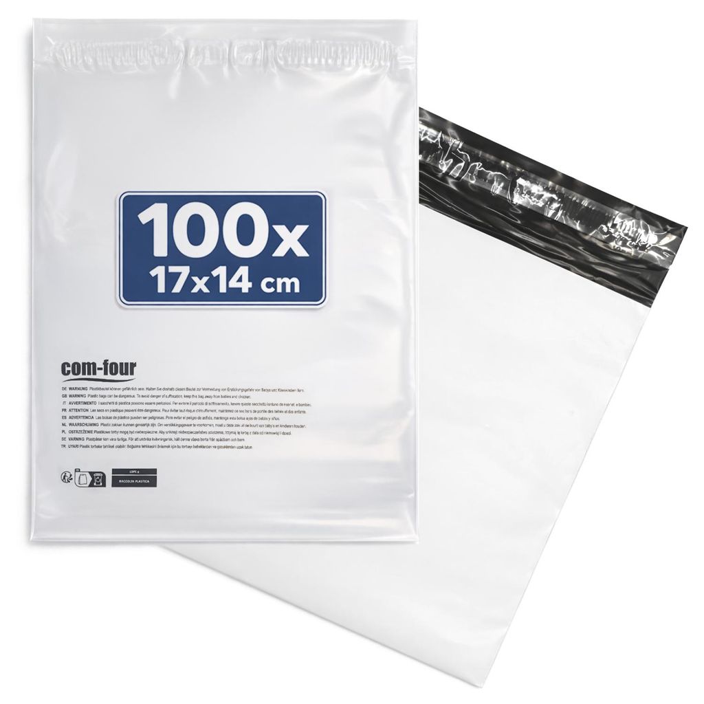 com-four 100x Versandtaschen 17 x 14 cm - Selbstklebende Versandbeutel