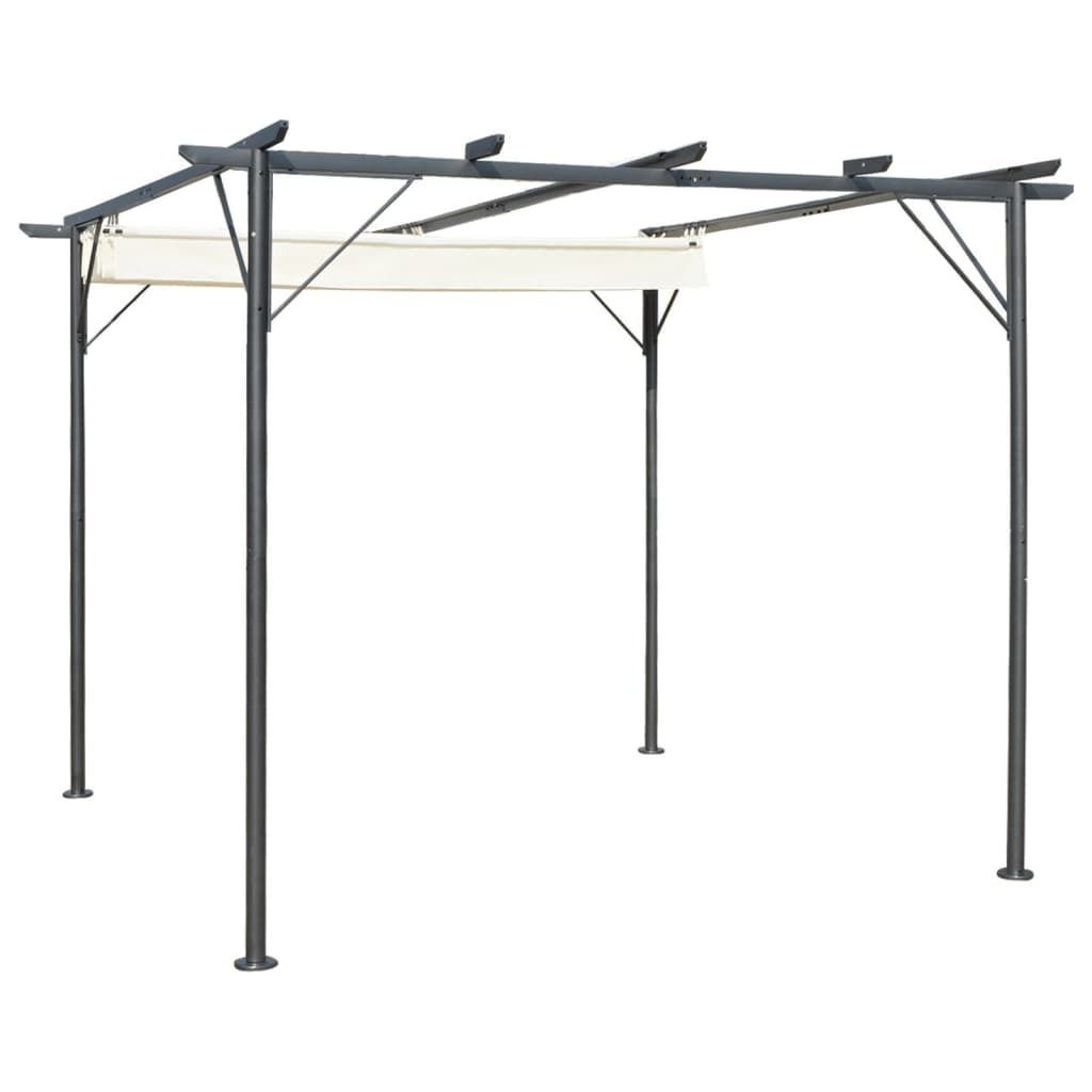 Maison Exclusive Pergola mit Versenkbarem Dach Cremeweiß 3x3 m Stahl