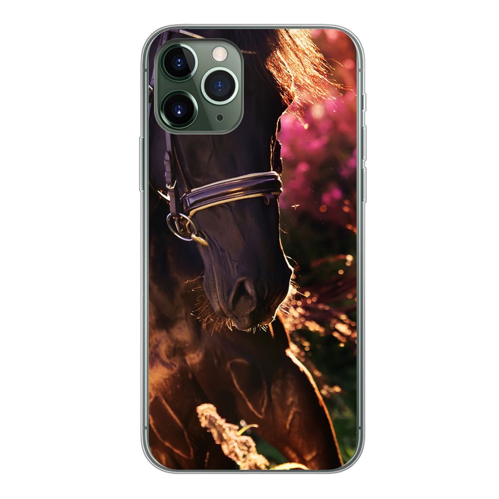 MuchoWow Handyhülle Schutzhülle Hülle für iPhone 11 Pro Pferd - Sonne - Porträt Silikon Softcase Handy Hülle - Handy