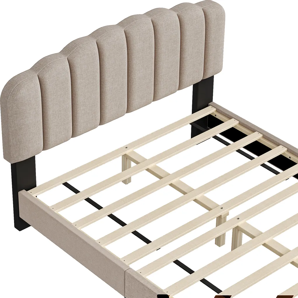 Lit 140x200 beige en lin : dites adieu au mal de dos et au bruit