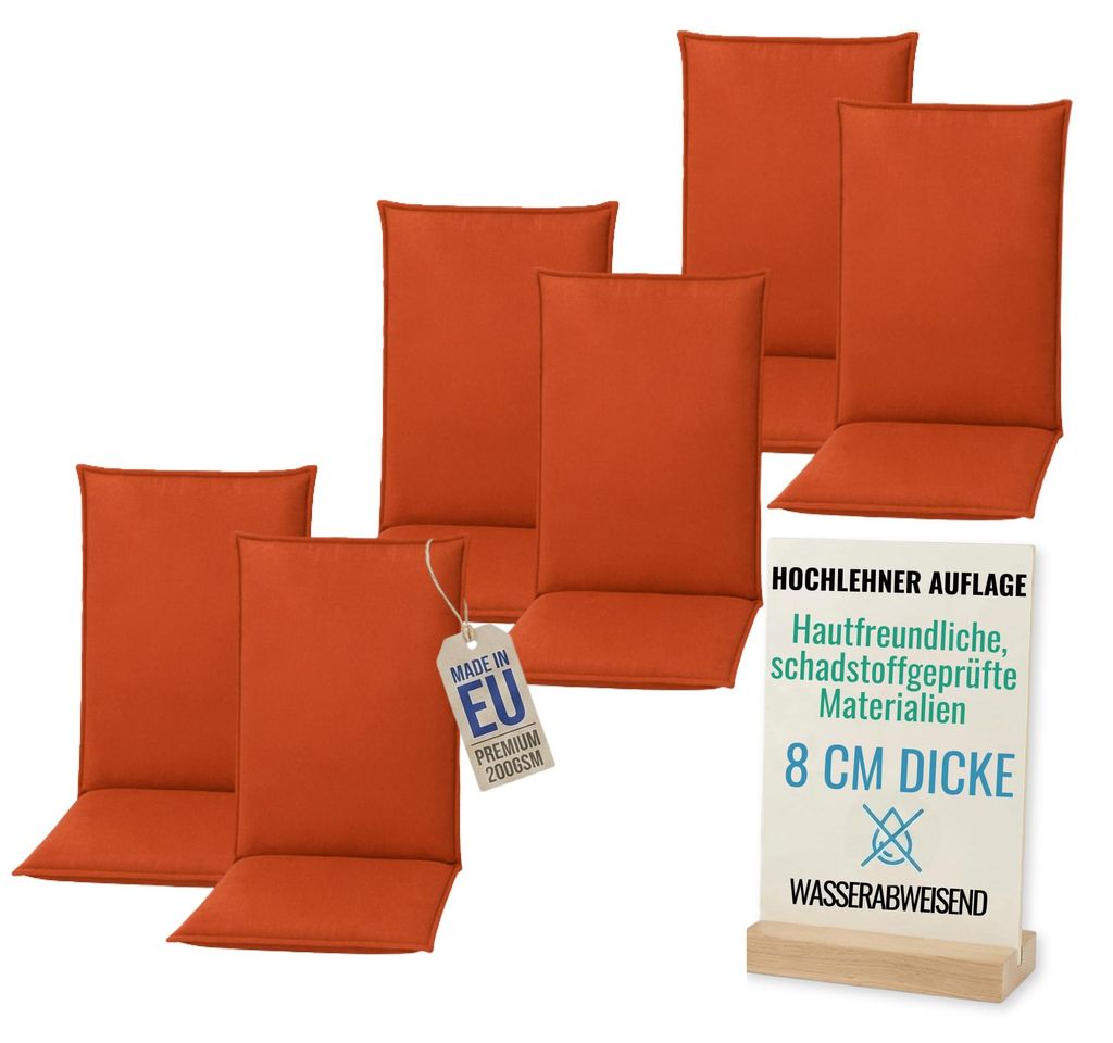 Pillows24 - 6x Hochlehner Auflagen 120x50x8 cm | Bequeme & Produktbild 