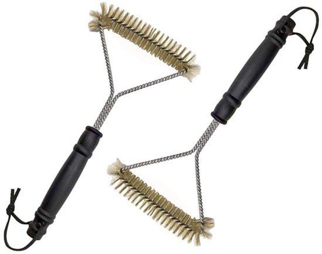 Grillreiniger - mit messing Borsten - Dreieckige Form für 360° Reinigung - Hitzebeständiger Kunststoffgriff - Grillzubehör - für Grill, Gasgri...